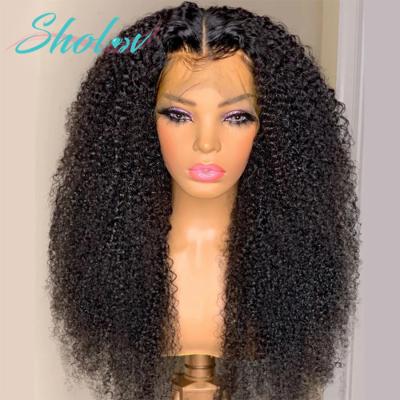 China Raw Burmese Transparent Kinky Curly Full Lace Wig, Hd 5x5 26 Inch Ombre Blonde Curly Full Lace Wig, Colorful Remy Curly HD Lace Wig for sale