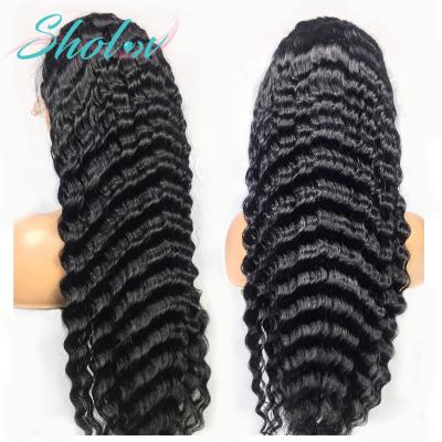 China Cheap Deep Wave Invisible Hair Deep Wave Lace Front Wig Super Double Drawn, 40 Inch Human Hair 40 Inch Full Lace Wig 613 Human Hair for sale