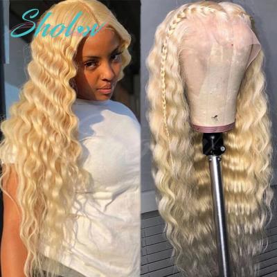 China Blonde Silky Straight Full Lace Wig Wave 613 Curly Hair, 100 Percent Human Hair Brazilian Full Lace Wigs, 30 Inch Hd Curly Lace Frontal Wig for sale