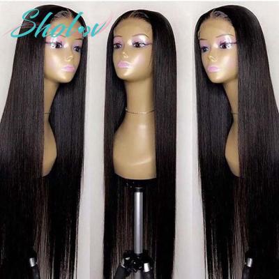 China Hd 30 Inch Full Lace Wig Silky Straight Wave 200 Density, Transparent Full Virgin Remy Front Lace Wig, 100% Blonde Bone Straight Hair Wig for sale