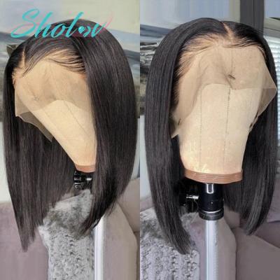 China Cheap Short Silky Straight Brazilian Bone Straight Wig,Short Burgundy Wine Bone Straight Wig,Bone Straight 360 Full Lace Band Wig for sale