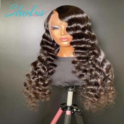 China Loose Wave 180 Density 2X4 Lace Closure Wigs,Hd Transparent Loose Wave Hair Full Lace Wigs,Long Lace Front Human Hair Wigs for sale