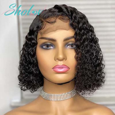 China Burmese Curly Curl Cuticle Aligned Deep Curls Bob Lace Wig, Inch Bob Wig, 613 Light Blonde 8 Blonde Curly Hair Bob Lace Front Wig for sale