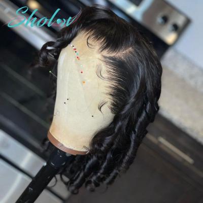 China 100% Virgin Hair Lace Wig Bob Human Hair Wig Glueless Body Wave Full Front Human Hair Wig Bob Transparent Hd Swiss for sale