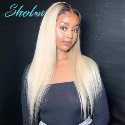 China Ombre Wave Full Lace Wig White Blonde Lace Front Wig Silky Straight Long 613 Silk Top Hair for sale