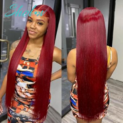 China Silky Straight Wave Burgundy Hd 13x6 Lace Frontal Wig,Cheap 10 Inches Pre Plucked Indian Raw Full Lace Wig Natural Brazilian Human Hair Wig Wholesale for sale