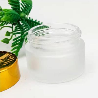 China Skincare creams empty glass jars and bottles creams glass jars for cosmetics 15ml 20ml 30ml 50ml 100ml matte white frosted glass jar for sale