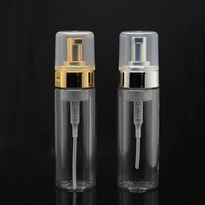 China 100ML 120ML 150ML 200ML 250ML Pet Wash Bottle Foaming Pump Bottle Cosmetic Gold Cosmetic Transparent Plastic Silver Soap for sale