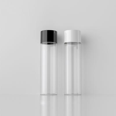 China 120ml PET Cosmetic Clear Plastic Bottle Straight Round Bottle , Double Lid Separate Empty Bottling Bottle for sale