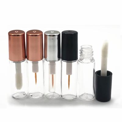 China 1.5 Cosmetic Mini Empty Lip Gloss Tube With Magic Wands Packaging Lip Gloss With Brush Rose Gold Cover Lip Gloss Containers Tube for sale