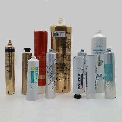 China Cosmetic low moq batch printing small tail opening opened tail foil ABL tube aluminum plastic tube for sale