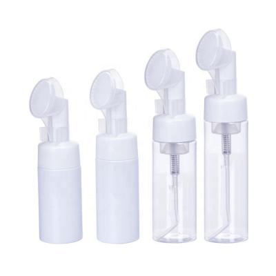 China 100ml 120ml 150ml 200ml Cosmetic Facial Foam Lotion Plastic Bottle Foaming Face Serum Wash Brush With Brush for sale