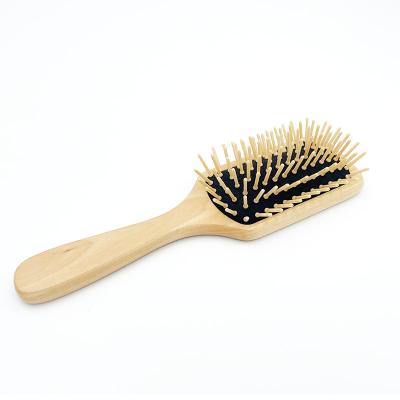 China Customized Waterproof Hair Care Hair Massage Lotus Wood Rubber Cushion Comb Detangling Brushes With Wooden Pins for sale