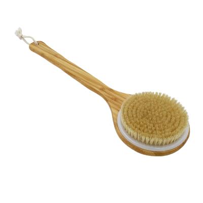 China OEM/ODM Long Handle Non-Slip Long Handle Boar Hair Single Bath Brush For Back Exfoliation Scrub for sale