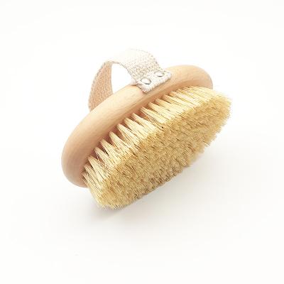 China EXFOLIATE staff-care beech wood handle sisal bristles cotton strap natural dry brush brush for sale