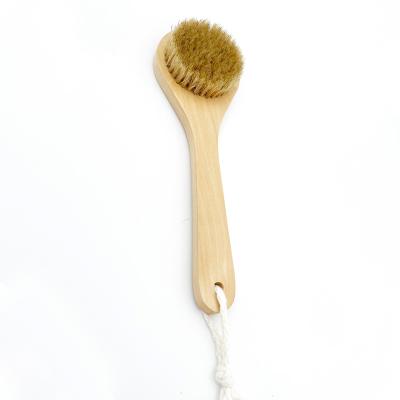 China EXFOLIATE Custom Cotton Rope Boar Stiffens Hog Hair Lotus Wood Handle Dry Exfoliating Cleaner Brushes for sale