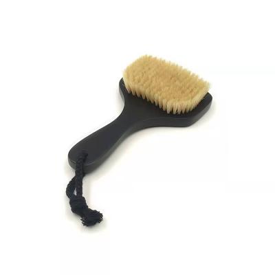 China EXFOLIATE Custom Logo Black Wooden Handle Skin Boar Bristle Dry Brush for Cellulite and Exfoliate for sale