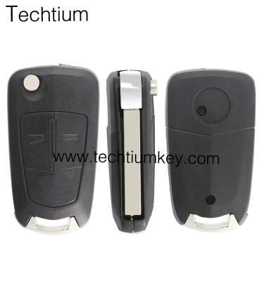 China Original car key style 2 button modified folding flip remote key shell with hu100 blade for opel for sale