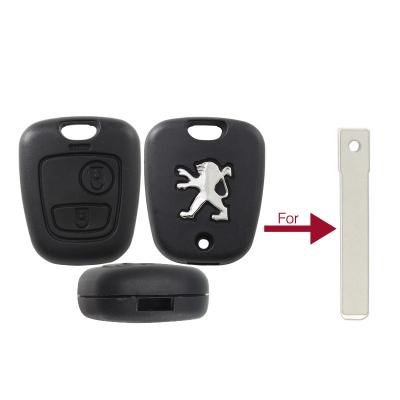 China Fit Peugena 307 Car Key Replacement Blade Remote Key Case With Printed Logo And 2 Button For Peugena 307 Remote Key for sale