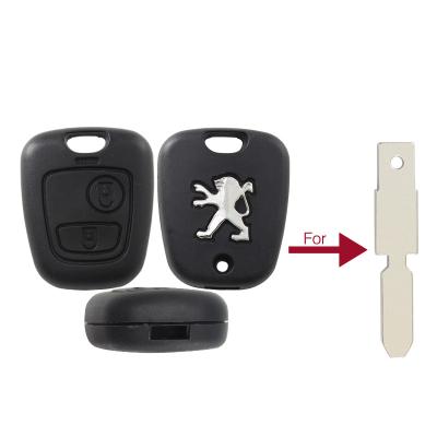 China Car Key Replacement Sliver Metal Logo Inside 2 BTN Auto Key Shell Case For Peugeot 406 With Screw for sale