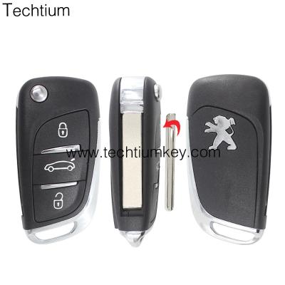 China Three BNT Car Key Replacement With Lock Open Remote Trunk Key Peugeot 407 Remote Key Without Chip For Peugeot DS 2019 308S for sale