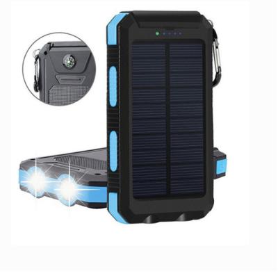 China 10000mAh Fast Solar Wireless Charger Solar Power Bank Support Charging Solar Battery Portable External Pack With 2 LED Light for sale