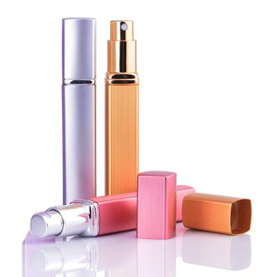 China Cosmetic 12ml perfume glass bottle aluminum fragrance atomiser empty travel refillable personalised glass bottle perfume atomizer for sale