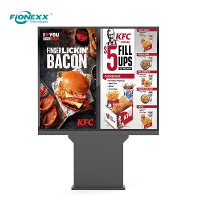 China 3000nits Drive Through Digital Menu Board 55inch IP66 Outdoor Digital Signage Kiosk for sale