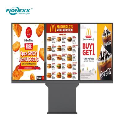 China 55inch Drive Through Digital Menu Board IP66 Outdoor Digital Signage Kiosk for sale