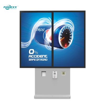 China 55 inch*3 LCD Display Outdoor Standing Waterproof Kiosk for Drive Thru Restaurants for sale