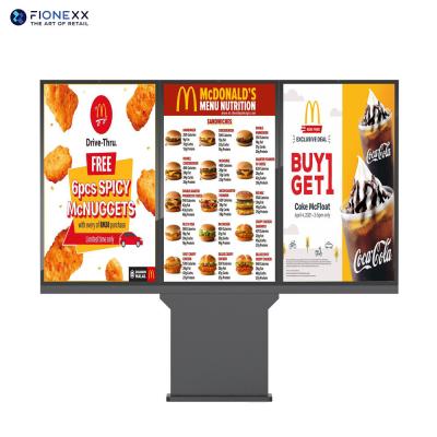 China 55inch Drive Through Digital Menu Board IP66 Outdoor Digital Signage Kiosk for sale