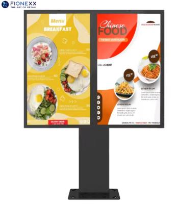 China 55 Inch Outdoor Drive Thru Digital Signage Waterproof Dual Screen Drive Thru Menu Boards Display Lcd Digital Signage For Outdoor Restaurant for sale