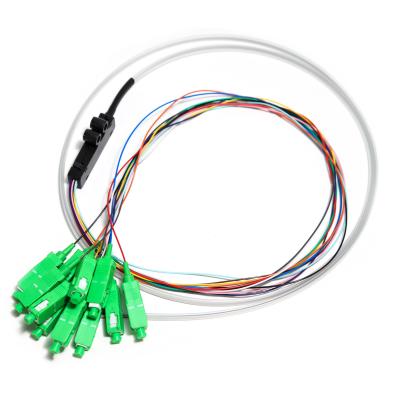 China SC APC 12core Fanout Fiber Optic Pigtail SM Simplex 1.5M Optical Fiber Pigtail /Planar Lightwave Circuit splitter for sale