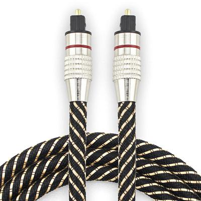 China Cable Digital óptico Toslink, carcasa metálica trenzada de nailon, conector de anillo rojo HiFi SPDIF 1M - 10M para barra de sonido en venta