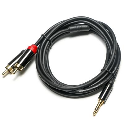 China Cabo de áudio digital rca chapeado concha de metal preto capa de pvc 3,5 mm comprimento 1,25 m conector dourado para áudio de carro à venda