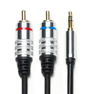 중국 공장 oulet RCA 3.5MM 오디오 케이블 레드 블루 림 PCV 커버 CD TV 사운드 바용 도금 합금 판매용