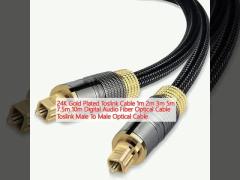 24K Gold Plated Toslink Cable 1m 2m 3m 5m 7.5m 10m Digital Audio Fiber Optical Cable Toslink Male To Male Optical Cable