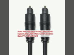 Brand New Hifi Sound Toslink Optical Audio Digital Cable S/PDIF Plated Gold Connector Black PVC 1.5M 2.4M 3M