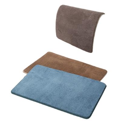 China Stain Resistant Solid Color Bathroom Cover Bathtub Side Mat Flocking Flocking Bath Mat for sale