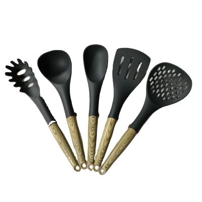 China 2021 Sustainable Walmart Top Sales Classic Design Nylon Cookware Set Kitchen Utensil With Wood Handle for sale