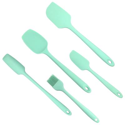 China Sustainable Heat Resistant Silicone Spatula Set 5 Pieces Non Stick Cooking Tools Silicone Kitchen Baking Cookware Set for sale