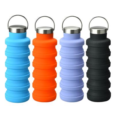 China Sustainable Portable Black 500Ml Sports Bpa Free Collapsible Silicon Water Drink Bottle for sale