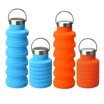 China 500Ml Nature Sports Silicone Packable Travel Viable Cold Collapsible Water Bottle for sale