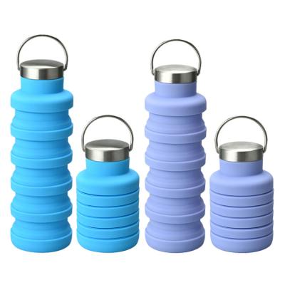 China Viable Leak Proof Outside Silicone Rubber Collapsible Sports Collapsible Water Bottle for sale