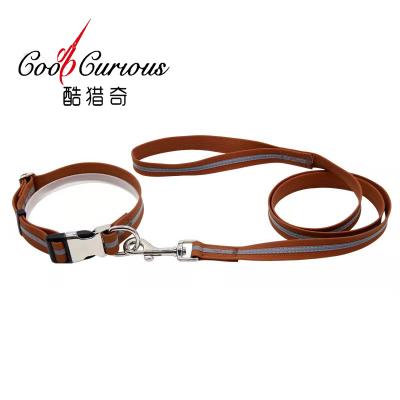 China Wholesale Lights Custom Personalize Leather Dog Collar and Dog Leash for sale