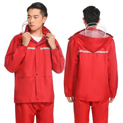 China Customized Oxford Red Sports Jacket Rainproof Customized Adult Raincoat With Mesh Lining for sale