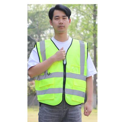 China High Quality Men's Water Proof Work Night Vest Fluorescent Green Workplace Outdoor Reflective Reflective Safety Clothing Road Safety Vest for sale