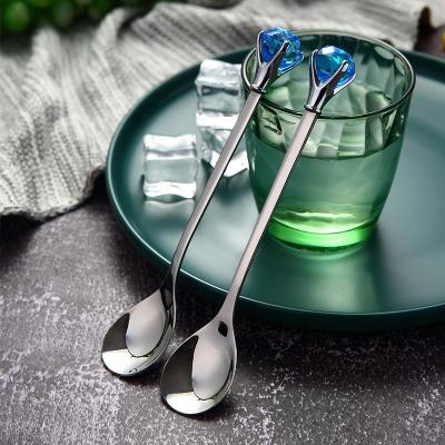 China Creative Home Tea Stir Ice Cream Metal Spoon Modern Stored Teaspoon Small Round 304 Stainless Steel Tea Spoon for sale