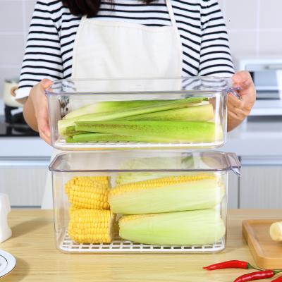 China Freshness Preservation Creative PET Fridge Freezer Food Storage Containers Stackable Transparent Plastic Fruit Storage Organizer Set for sale