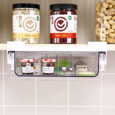 China Creative Stocked Room Buffet Food Tools Storage Rack With Clear Plastic Divides Fridge Drawers Pendant Storage Organizer for sale